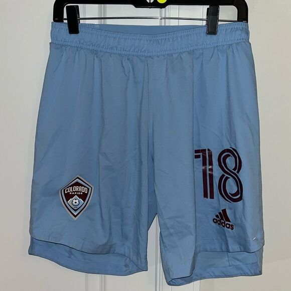 adidas COLORADO RAPIDS Oliver Larraz BLUE Away AEROREADY Authentic Shorts Men’s - Picture 1 of 8